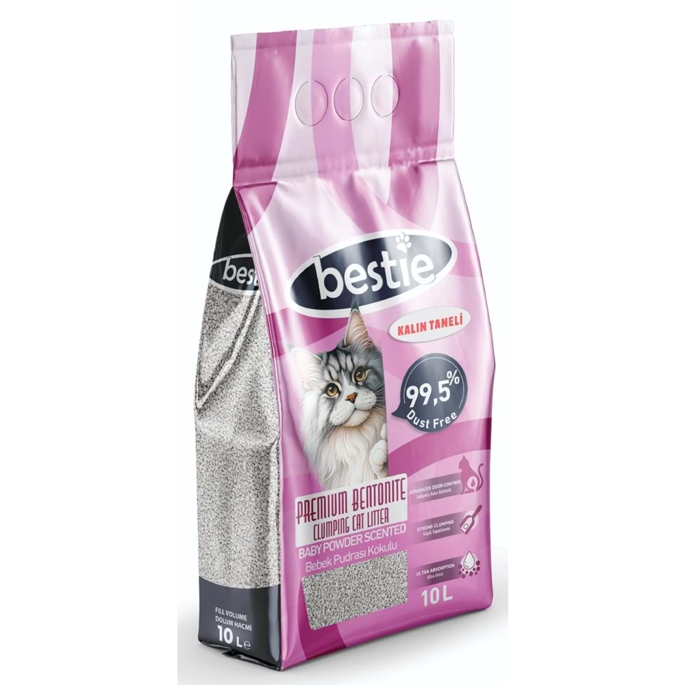 Bestie Bebek Pudralı KALIN Kedi Kumu - 10 Lt