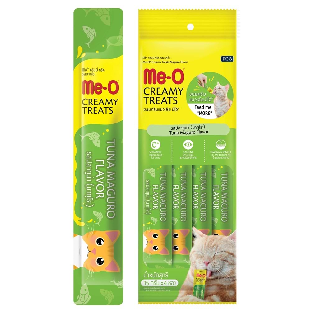 ME-O CREAMY SARI YÜZGEÇLİ ORKİNOS BALIĞI KEDİ ÖDÜL 4X15GR 12'Lİ